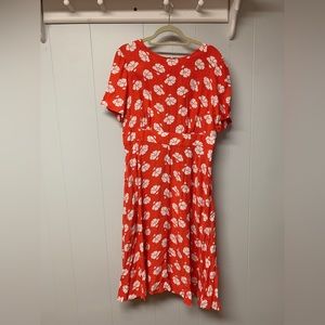 Boden "Ruth" Midi dress; red with white flowers